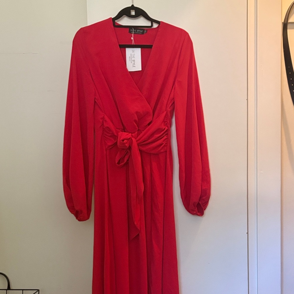 Elegant Red Wrap Dress by In The Style